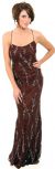 Straight Formal Prom Dress Beaded on Silk in Brown